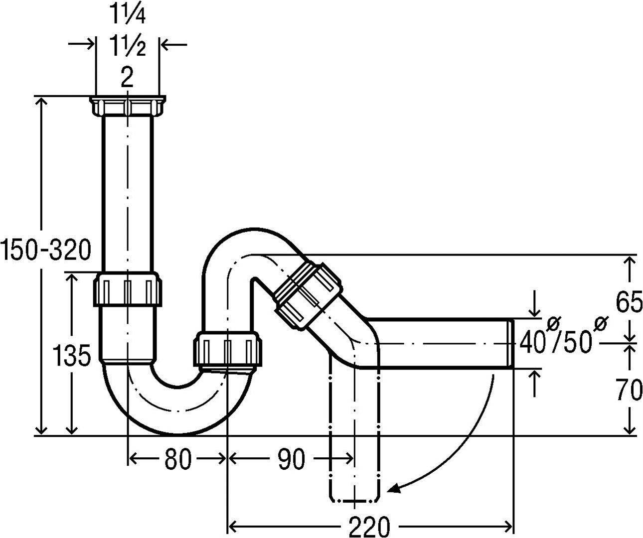 Viega Röhrengeruchverschluss für Spüle 45° , 11/2" x 50 mm