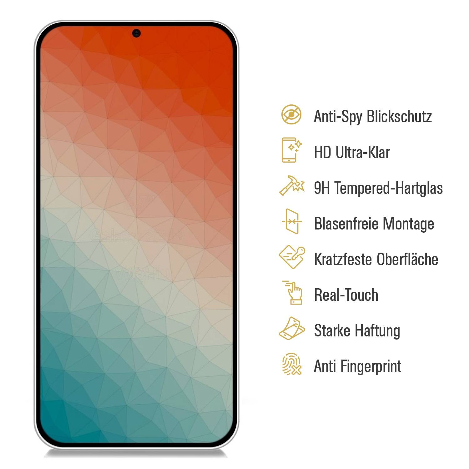 2x 9H Panzerglas für Samsung Galaxy S23 FE ANTI-SPY PRIVACY Displayschutz Schutzglas Panzerfolie Schutzfolie Echtes Tempered Glass Screen Protector