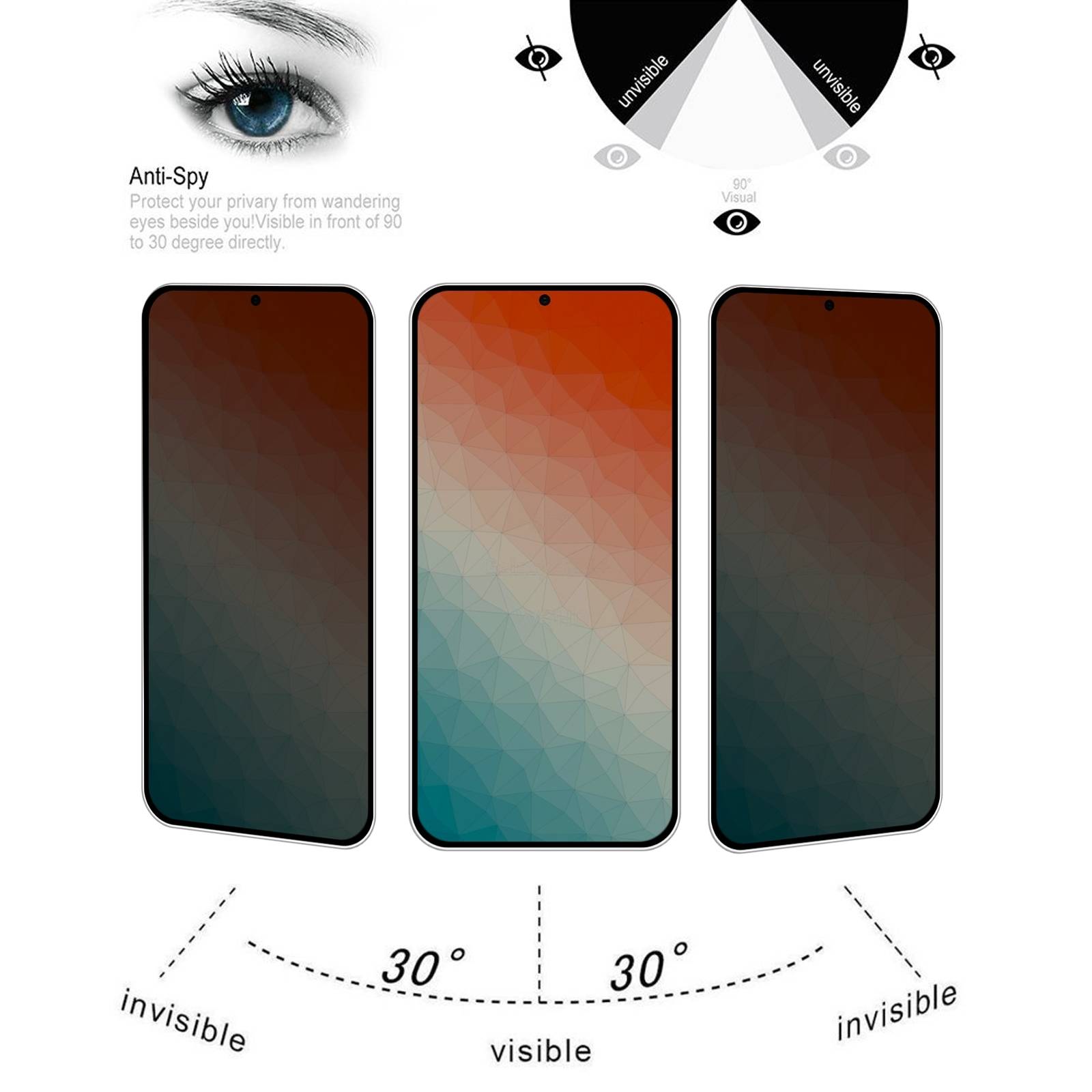 Kopie von 2x 9H Panzerglas für Samsung Galaxy A55 ANTI-SPY PRIVACY Displayschutz Schutzglas Panzerfolie Schutzfolie echtes Tempered Glass
