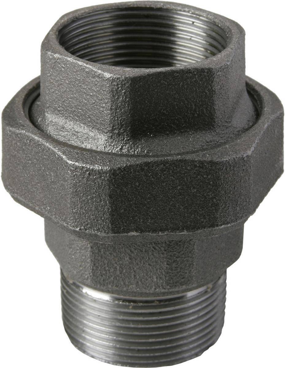 Temperguss Verschraubung Nr. 341 schwarz, I/A, mit Kegeldichtung, 2