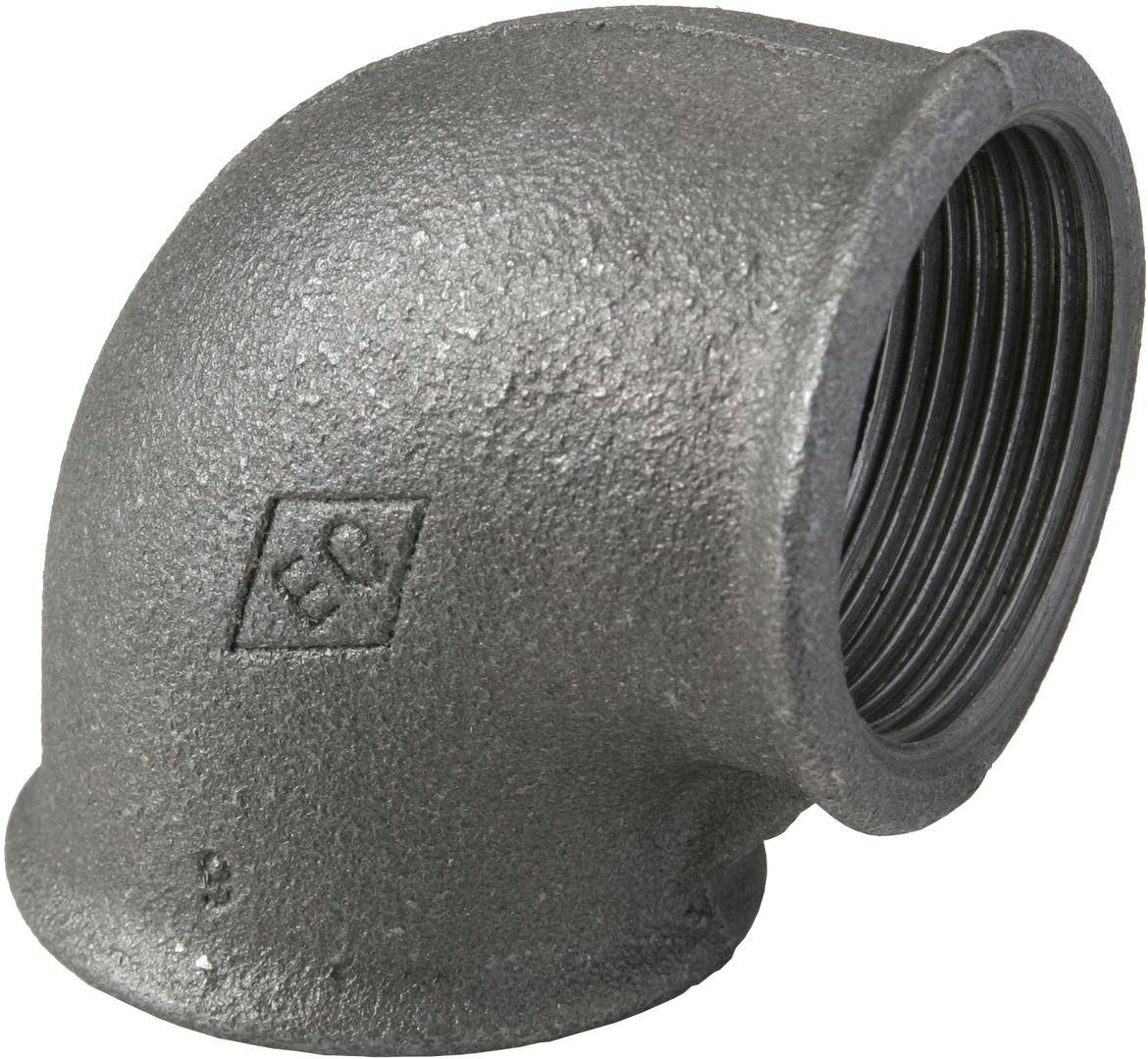 Temperguss Winkel Nr. 90 schwarz, 90 Grad, I/I 11/2"