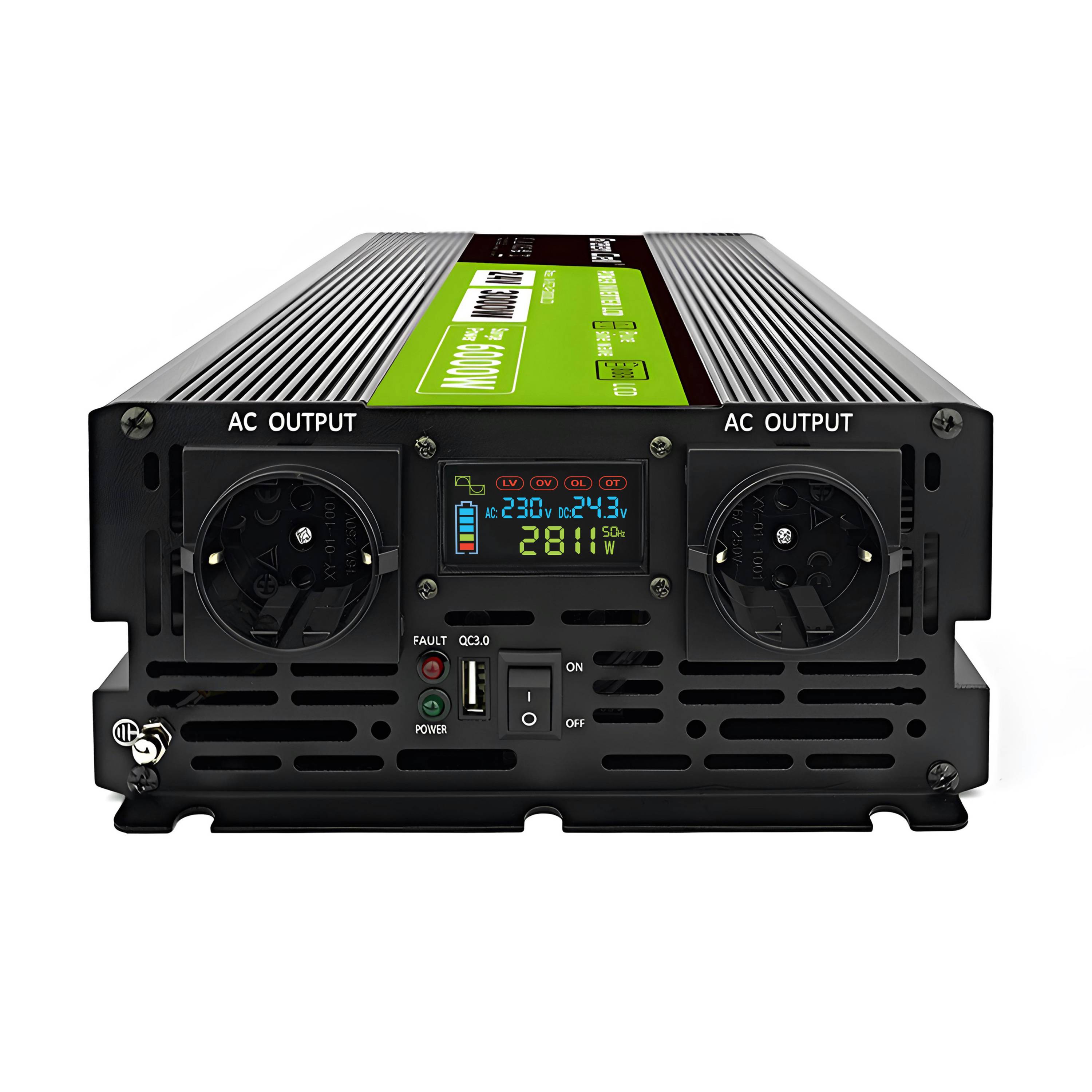 Wechselrichter LCD 24V 3000W 60000WPure Sine Wave mit Display