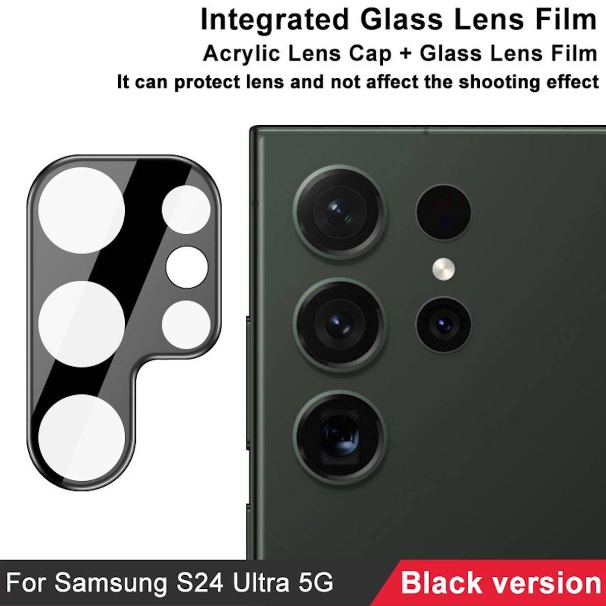Für Samsung Galaxy S24 Ultra Schutzglas Kamera Komplettschutz Schwarz