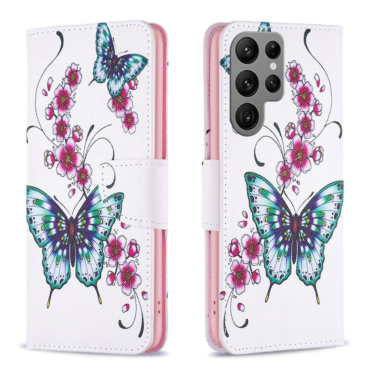 Für Samsung Galaxy S24 Ultra Kunstleder Tasche Hülle Book Motiv 4 Case