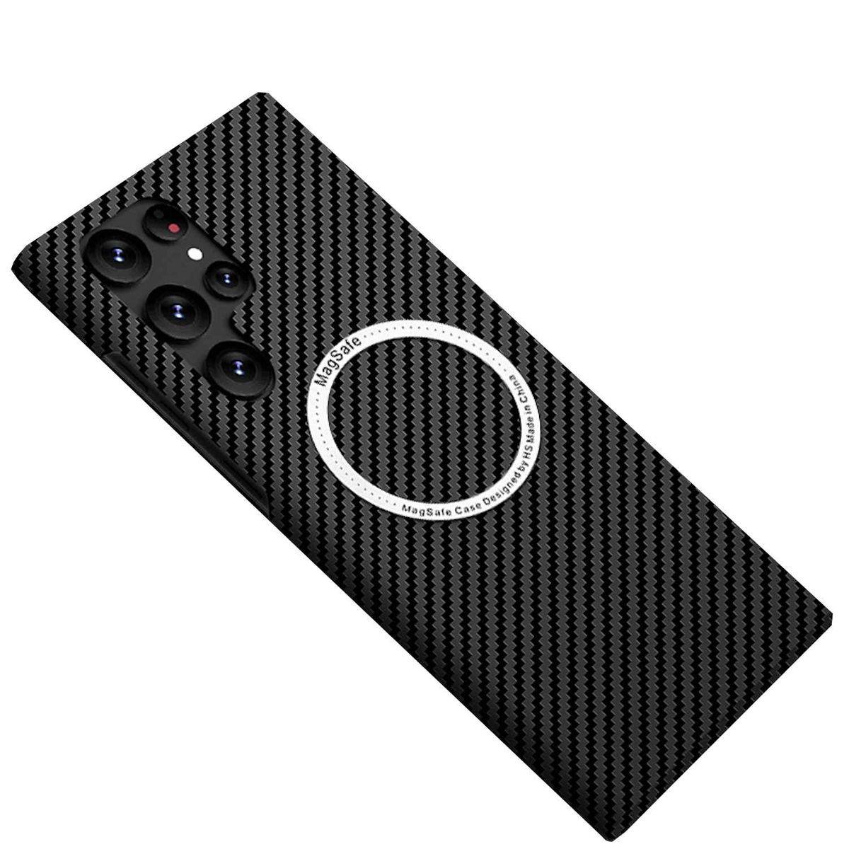 Für Samsung Galaxy S24 Ultra MagSafe Design Ultra Dünn Carbon Textur Hülle Schwarz