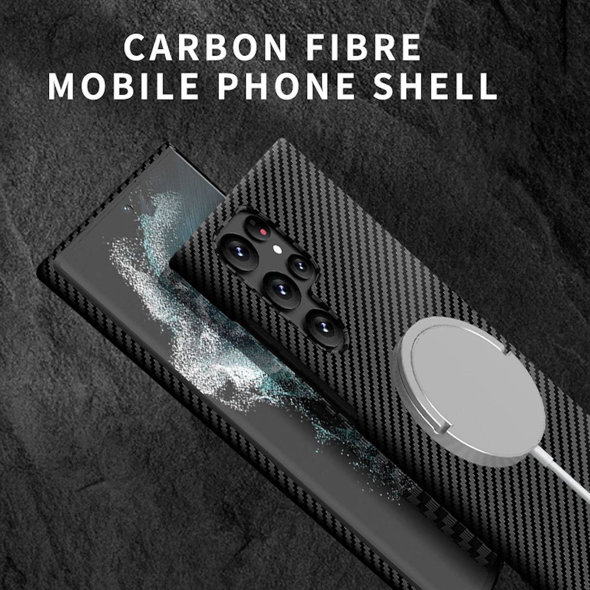 Für Samsung Galaxy S24 Ultra MagSafe Design Ultra Dünn Carbon Textur Hülle Schwarz