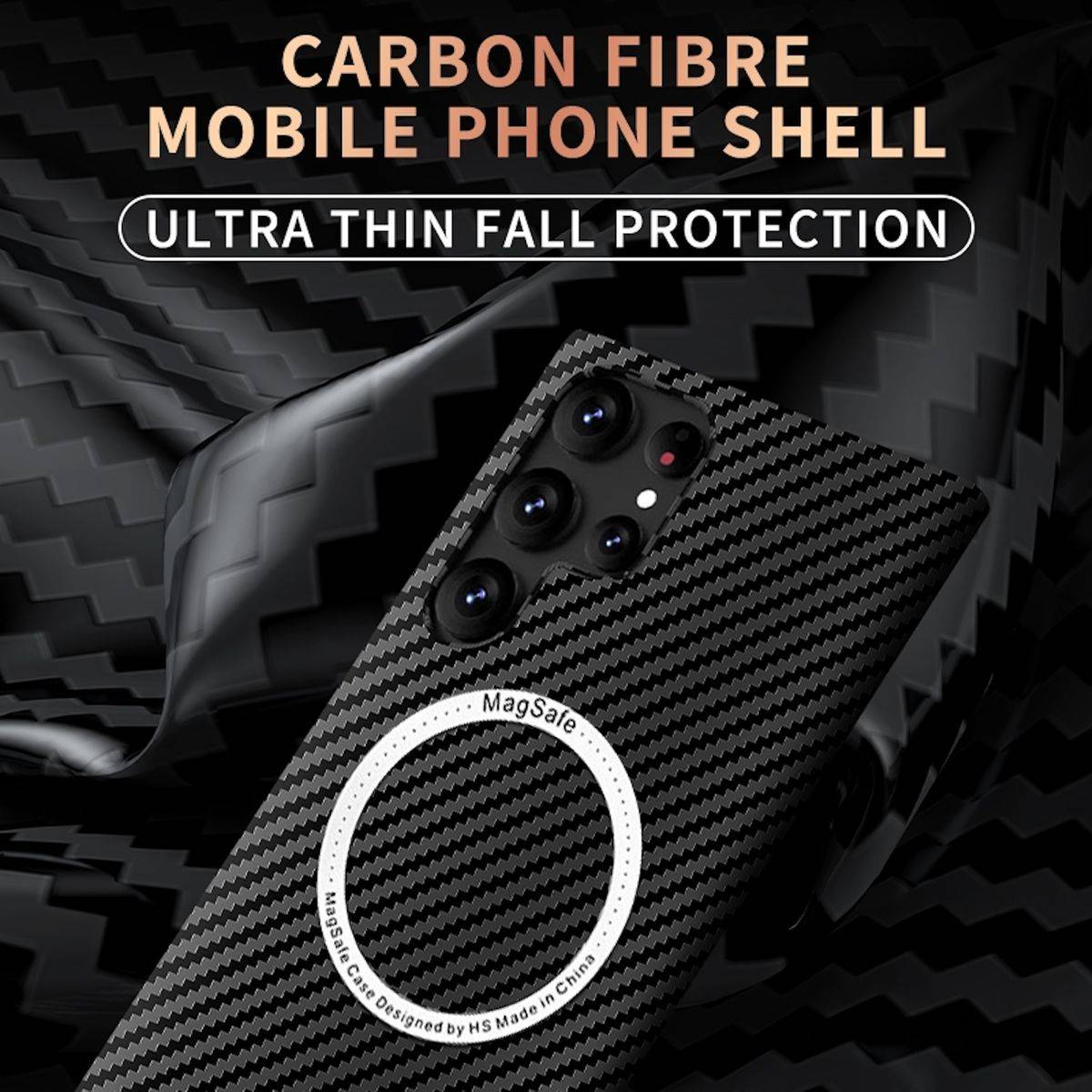 Für Samsung Galaxy S24 Ultra MagSafe Design Ultra Dünn Carbon Textur Hülle Schwarz