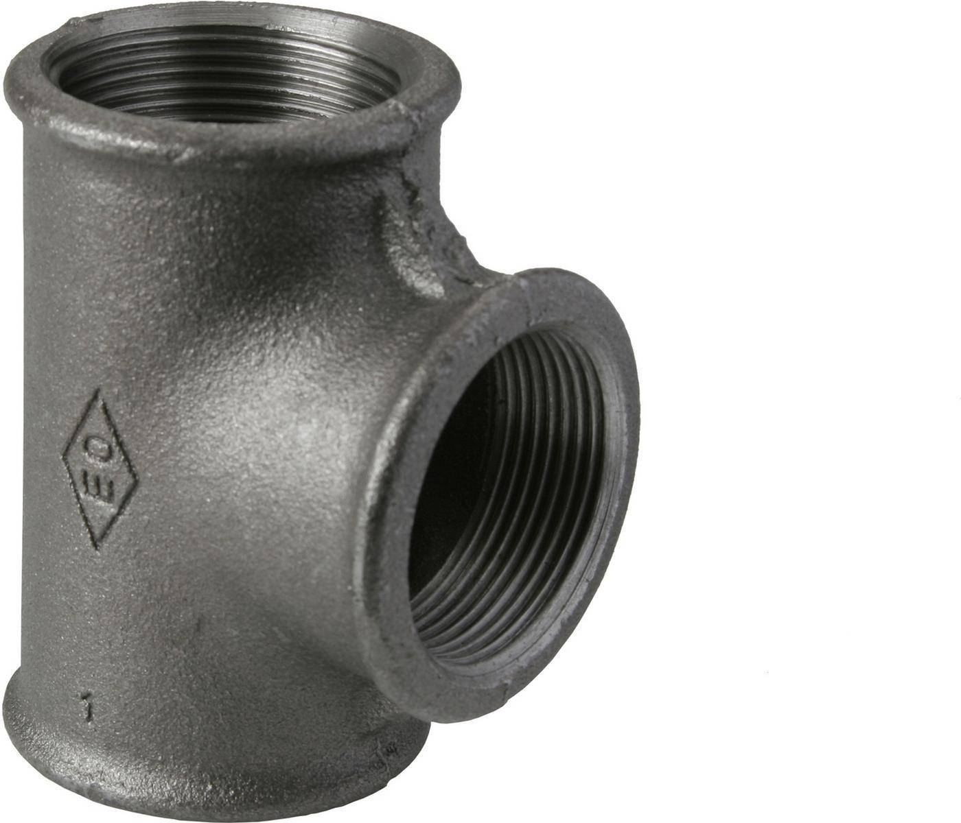 Atusa Temperguss T-Stück Nr. 130, schwarz, 3/8
