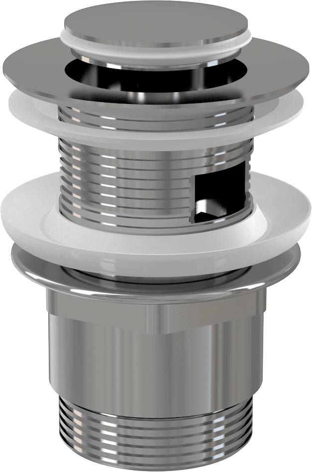 alcadrain Ablaufventil für die Waschbecken CLICK/CLACK 5/4" Ganzmetal mit Überlauf, Kleiner Stopfen