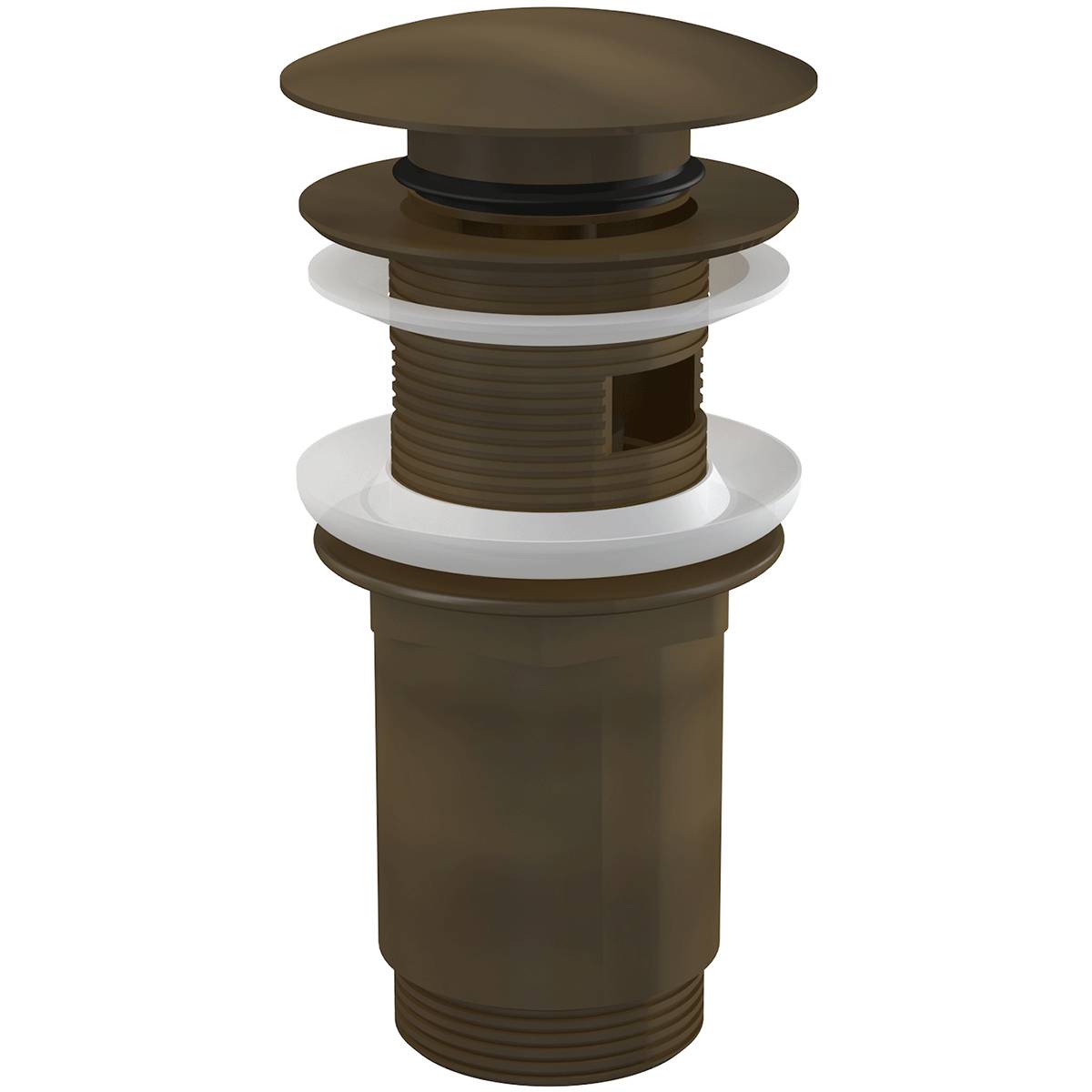 alcadrain Ablaufventil für die Waschbecken CLICK/CLACK 5/4" Ganzmetal mit Überlauf, großer Stopfen, Bronze-Antic