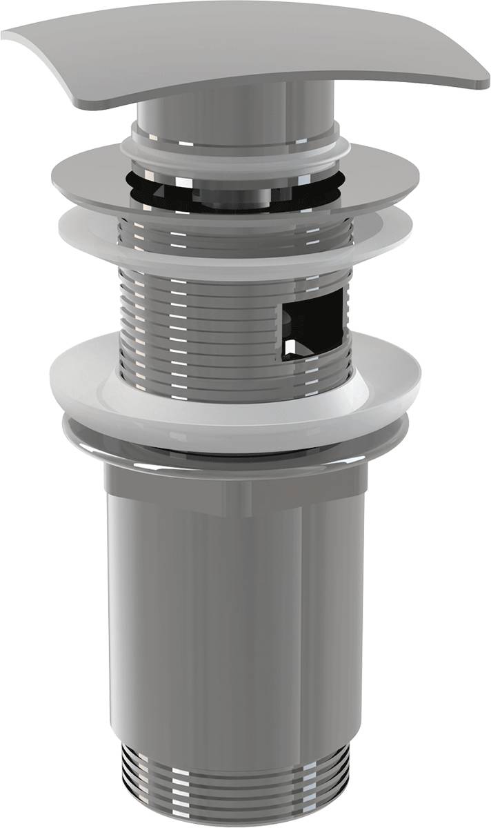 alcadrain Ablaufventil für die Waschbecken CLICK/CLACK 5/4" Ganzmetal mit Überlauf, kantig Stopfen