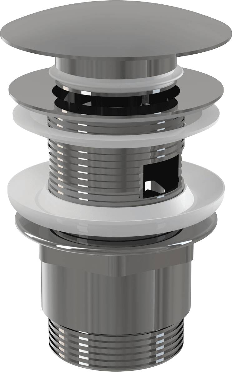 alcadrain Ablaufventil für die Waschbecken CLICK/CLACK 5/4" Ganzmetal mit Überlauf, großer Stopfen