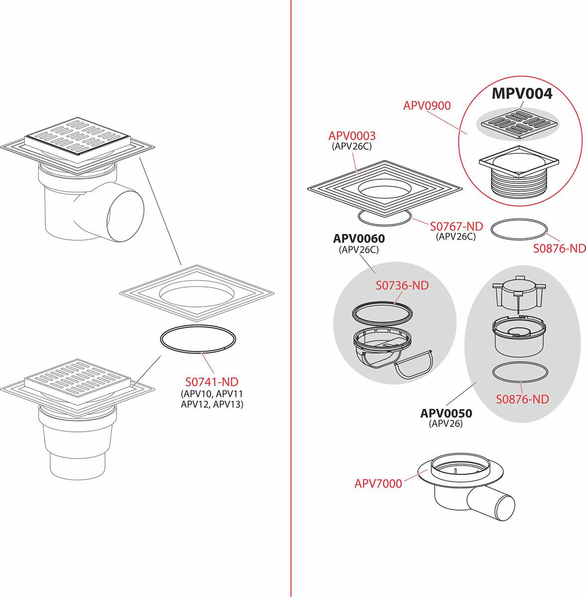 AlcaDrain APV26 Bodenablauf mit Edelstahl Rost 105 x 105