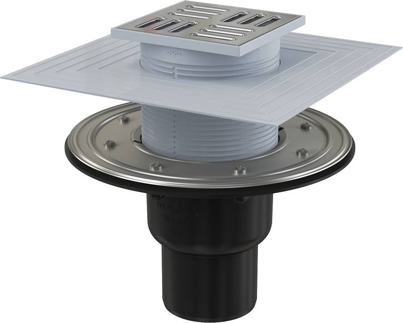 AlcaDrain APV4344 Bodenablauf mit Edelstahlrost 105 x 105