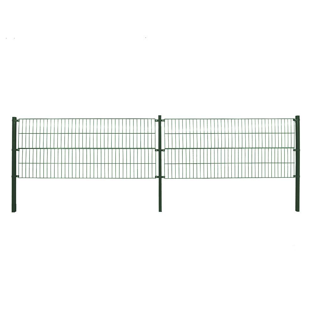 DOPPELSTABMATTENZAUN MORATA - Farbe / Höhe / Länge: Farbe: Moosgrün / Höhe: 200 cm / Länge: 16 m, Anzahl Eckpfosten: 4x Eckpfosten