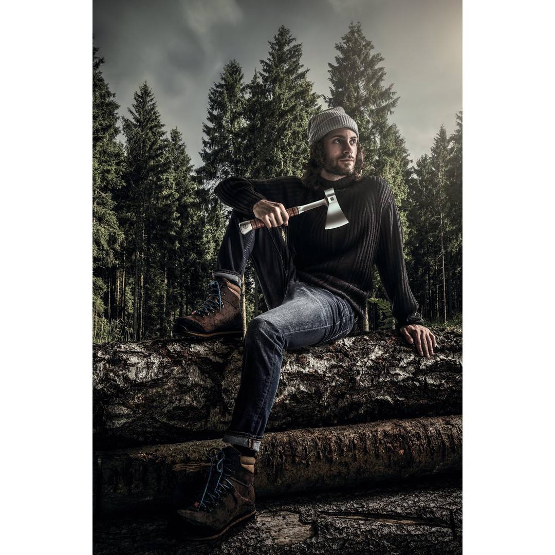 HALDER Handbeil mit Ledergriff inkl. Ledergürteltasche mit Schneidschutz