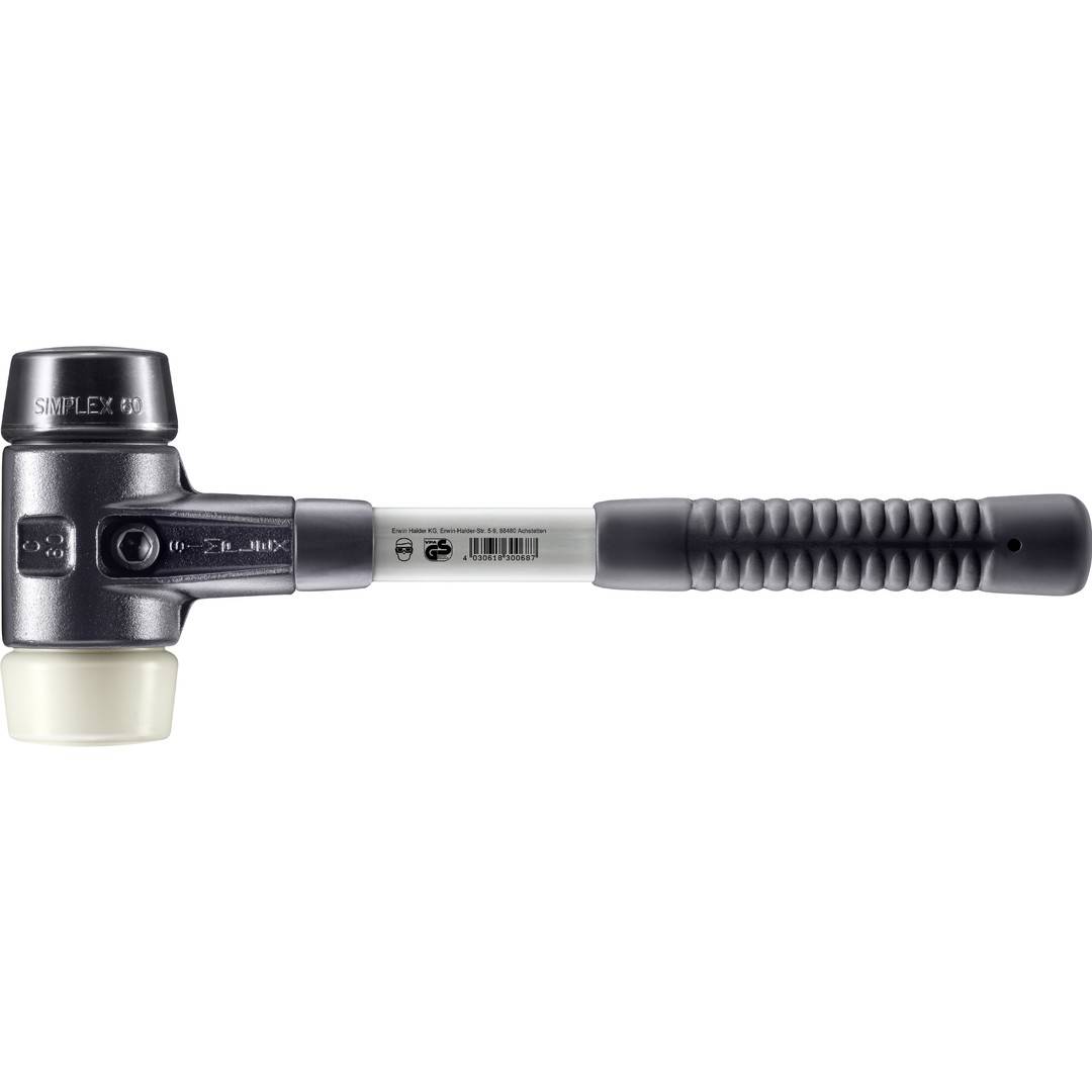 HALDER SIMPLEX Schonhammer Ø 60 mm Gummi / Nylon mit verstärkem Tempergussgehäuse und Fiberglasstiel