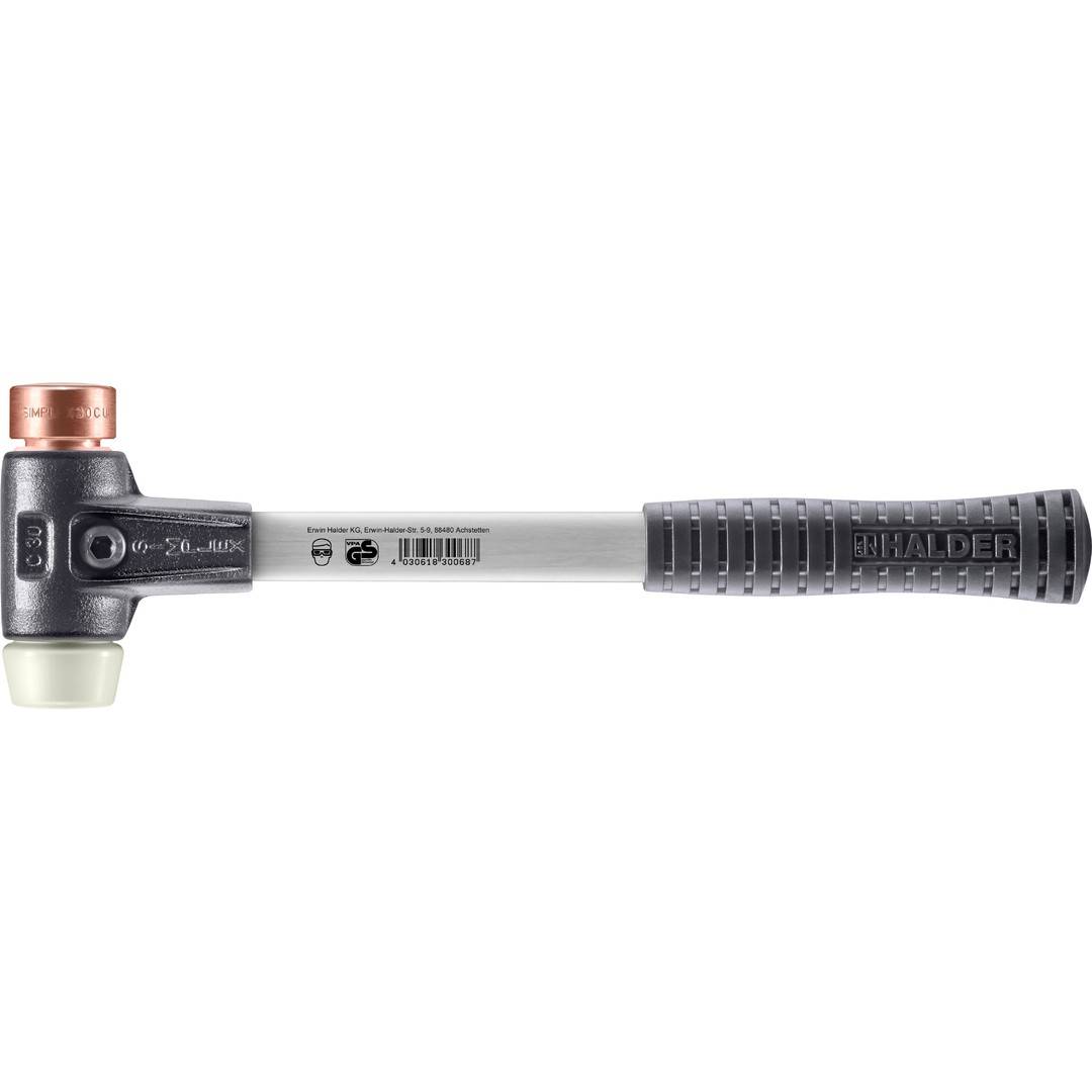HALDER SIMPLEX Schonhammer Ø 30 mm Kupfer / Nylon mit verstärkem Tempergussgehäuse und Fiberglasstiel