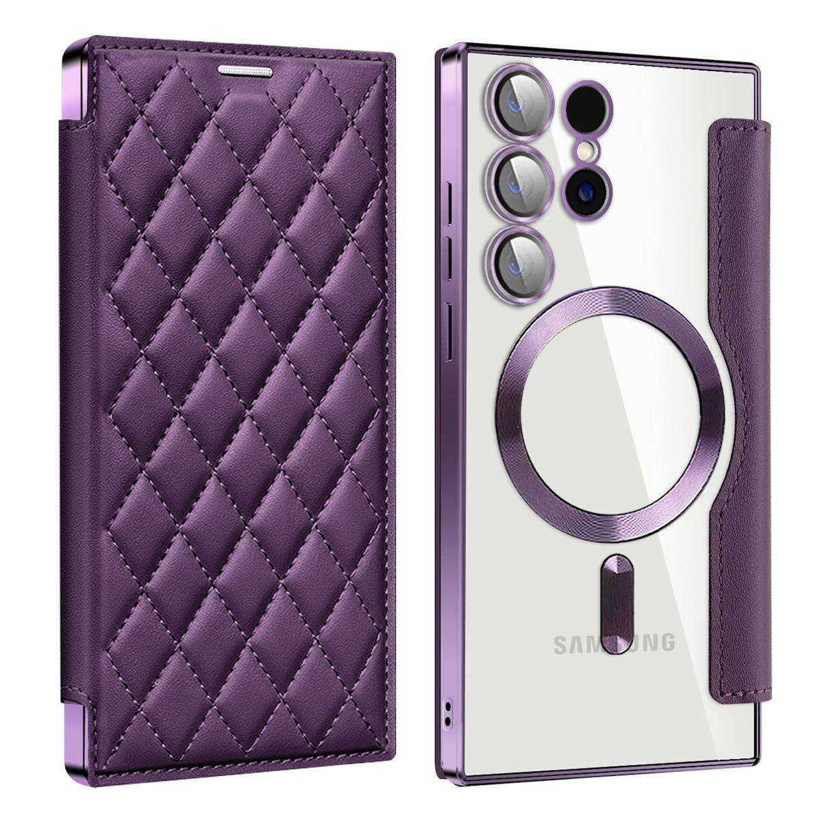 Für Samsung Galaxy S24 Ultra 360 Grad Full Magsafe Anti Datenklau Case Lila