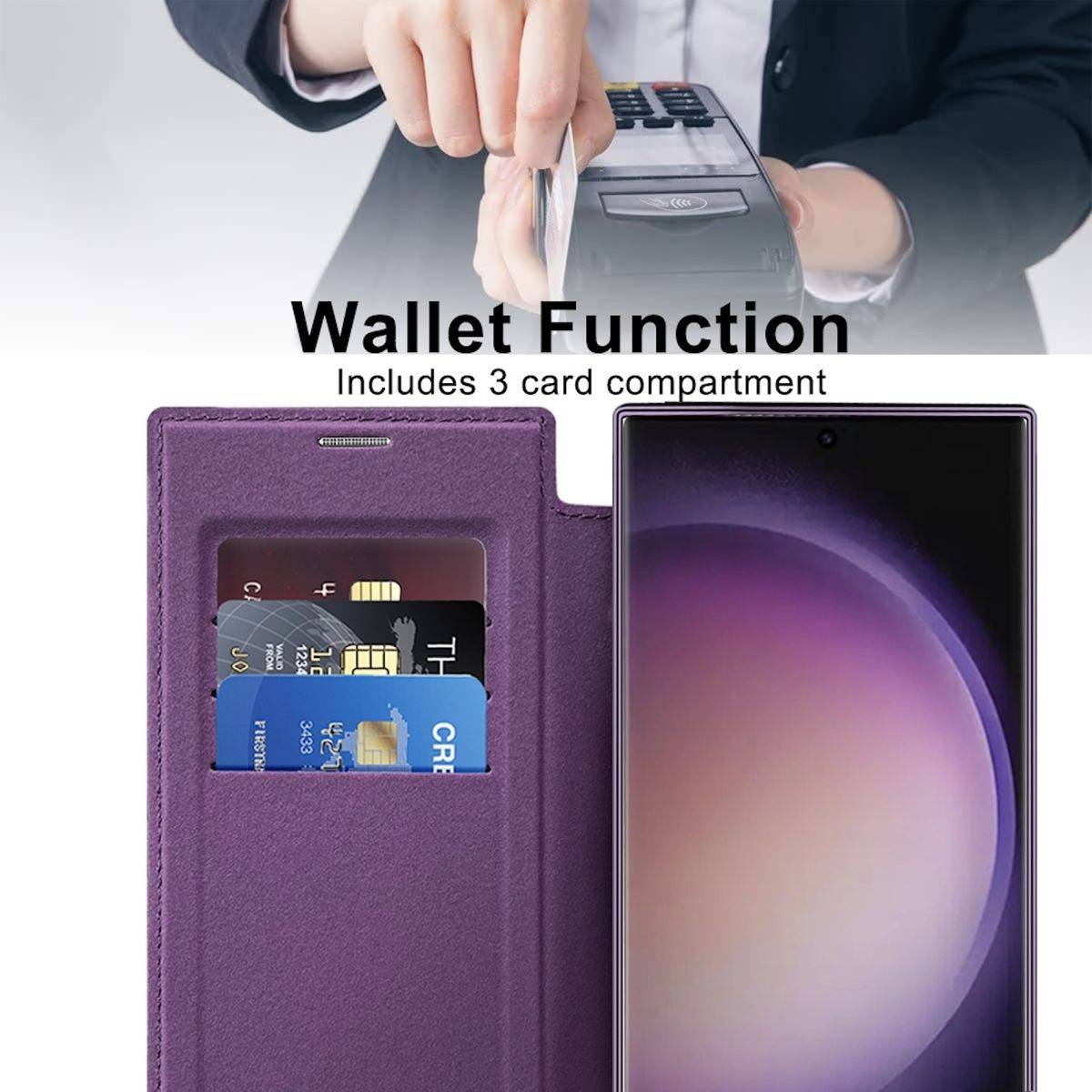 Für Samsung Galaxy S24 Ultra 360 Grad Full Magsafe Anti Datenklau Case Lila