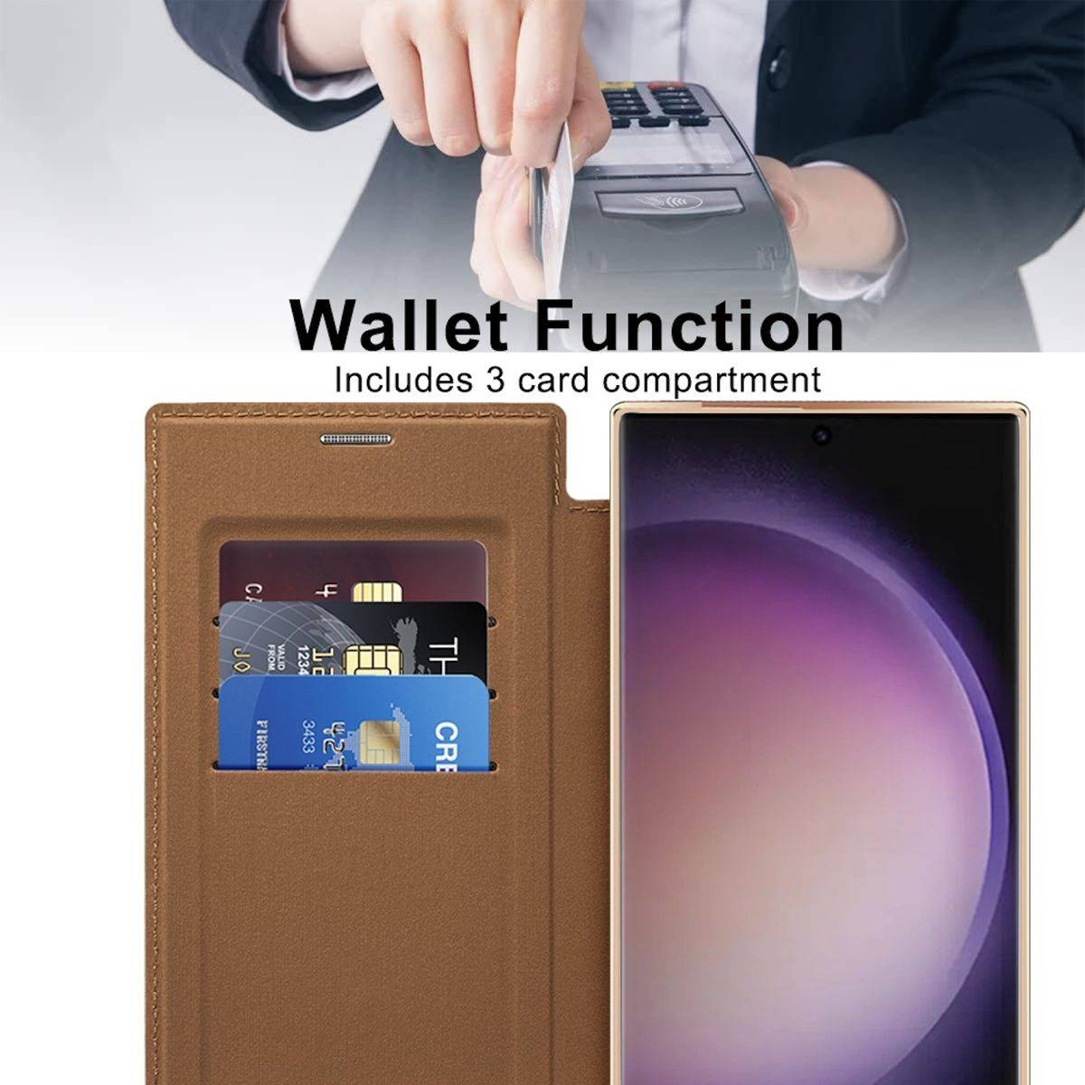 Für Samsung Galaxy S24 Ultra 360 Grad Full Magsafe Anti Datenklau Case Braun