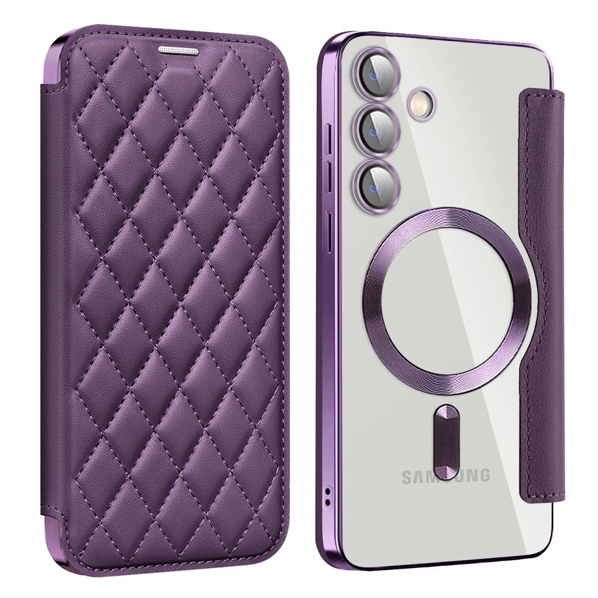 Für Samsung Galaxy S24 Plus 360 Grad Full Magsafe Anti Datenklau Cover Lila
