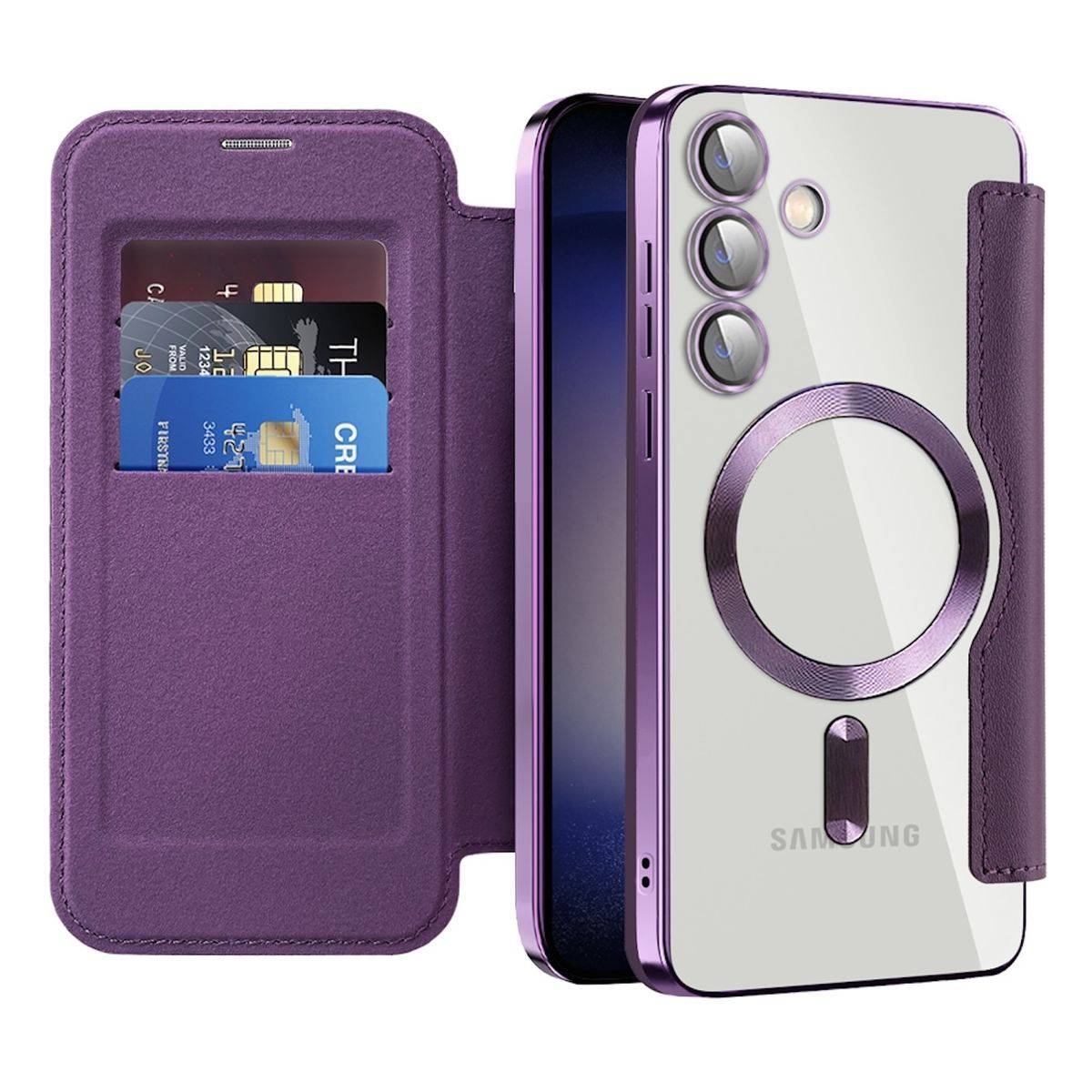 Für Samsung Galaxy S24 Plus 360 Grad Full Magsafe Anti Datenklau Cover Lila