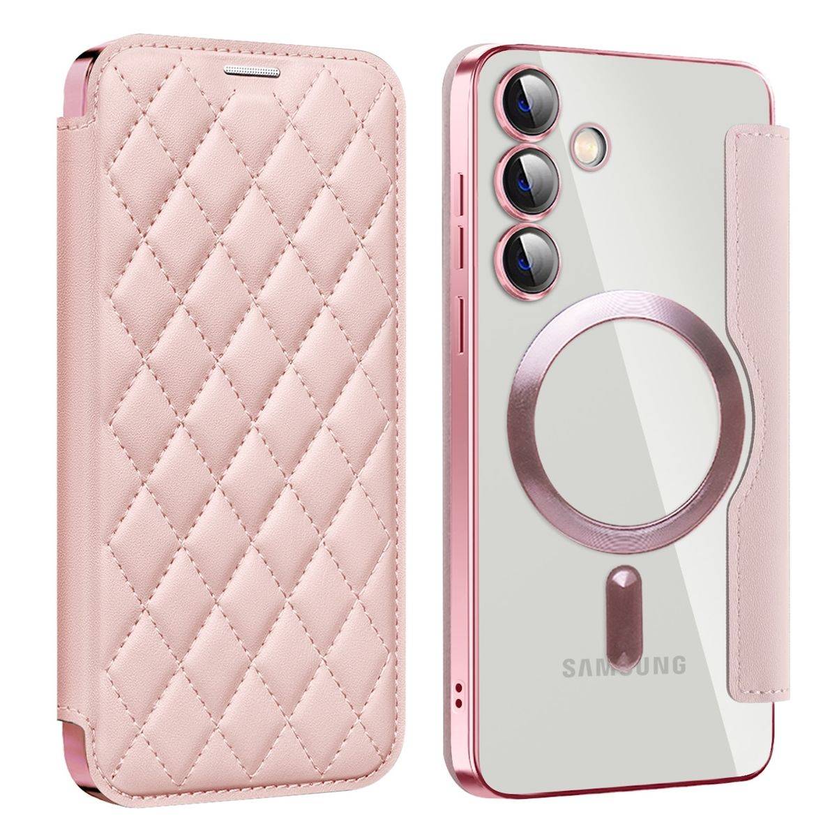 Für Samsung Galaxy S24 Plus 360 Grad Full Magsafe Anti Datenklau Cover Rosa