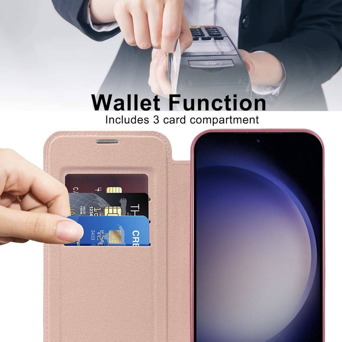 Für Samsung Galaxy S24 Plus 360 Grad Full Magsafe Anti Datenklau Cover Rosa