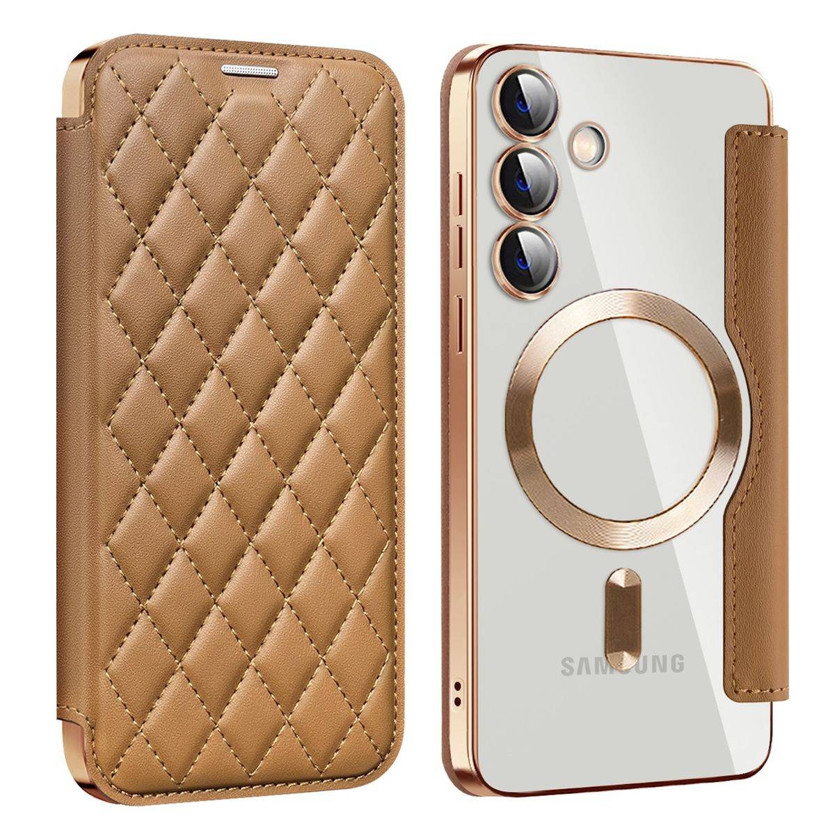 Für Samsung Galaxy S24 Plus 360 Grad Full Magsafe Anti Datenklau Cover Braun