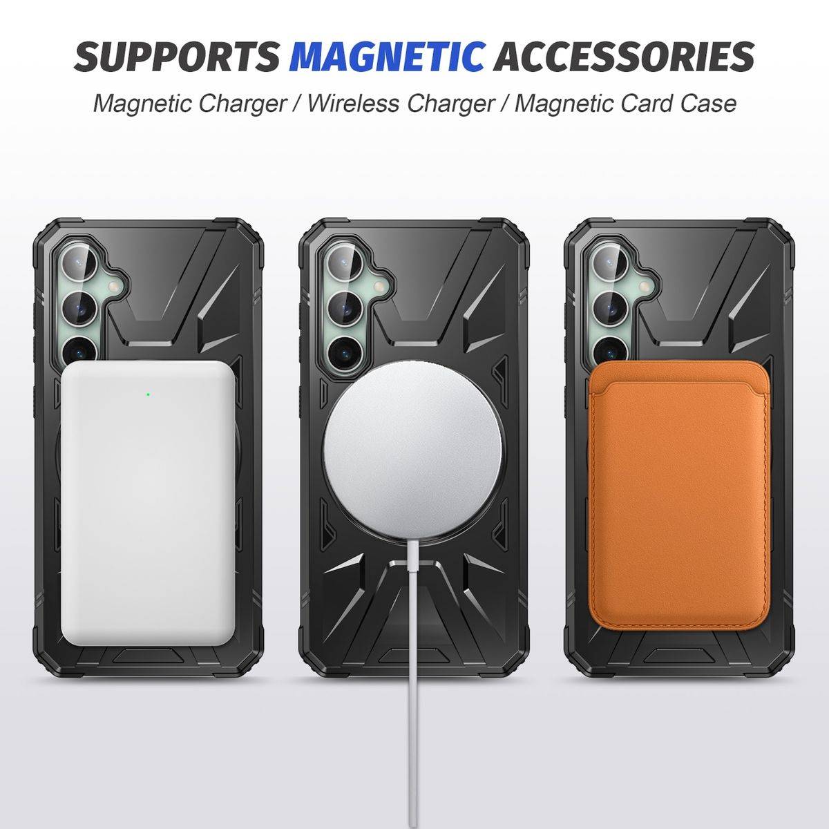 Für Samsung Galaxy A15 MagSafe Schock Magnet Ring Schutzhülle Schwarz