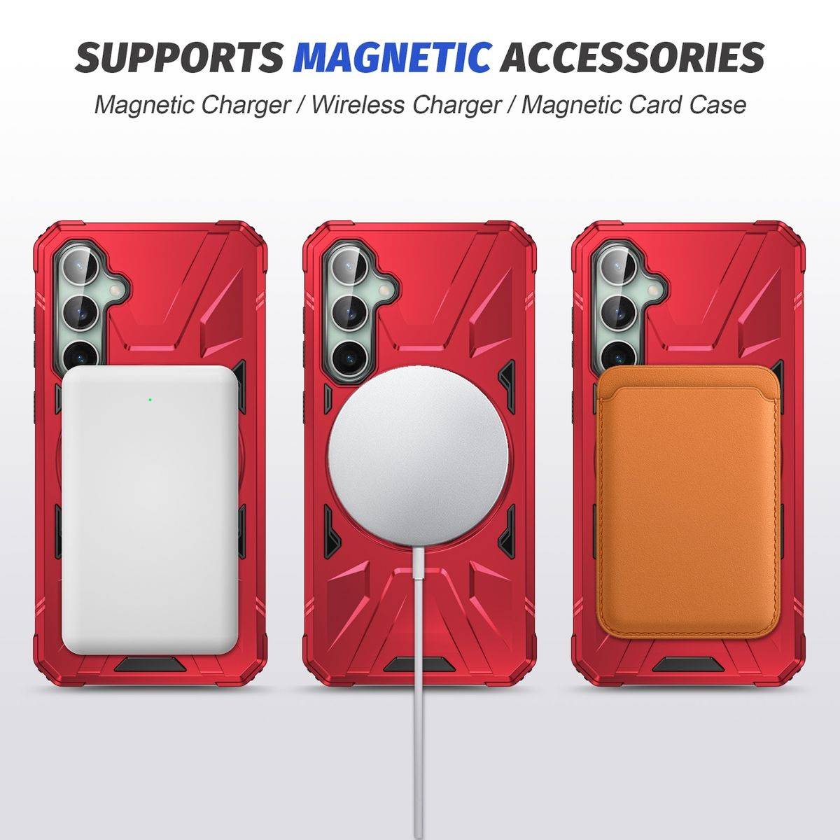Für Samsung Galaxy A15 MagSafe Schock Magnet Ring Schutzhülle Rot