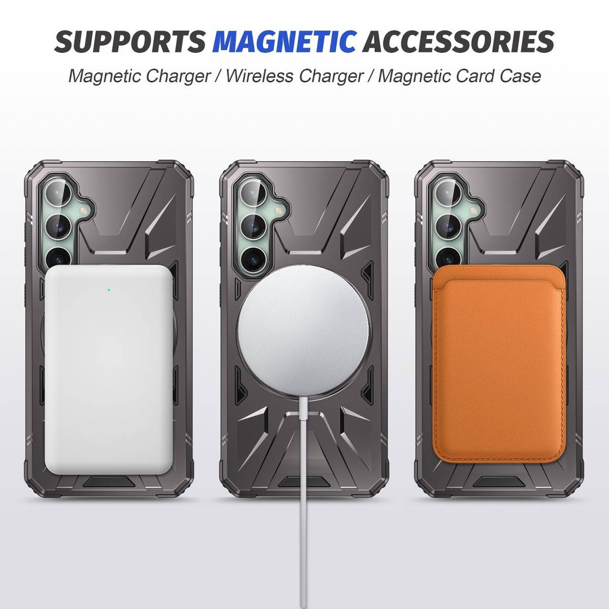 Für Samsung Galaxy A15 MagSafe Schock Magnet Ring Schutzhülle Grau