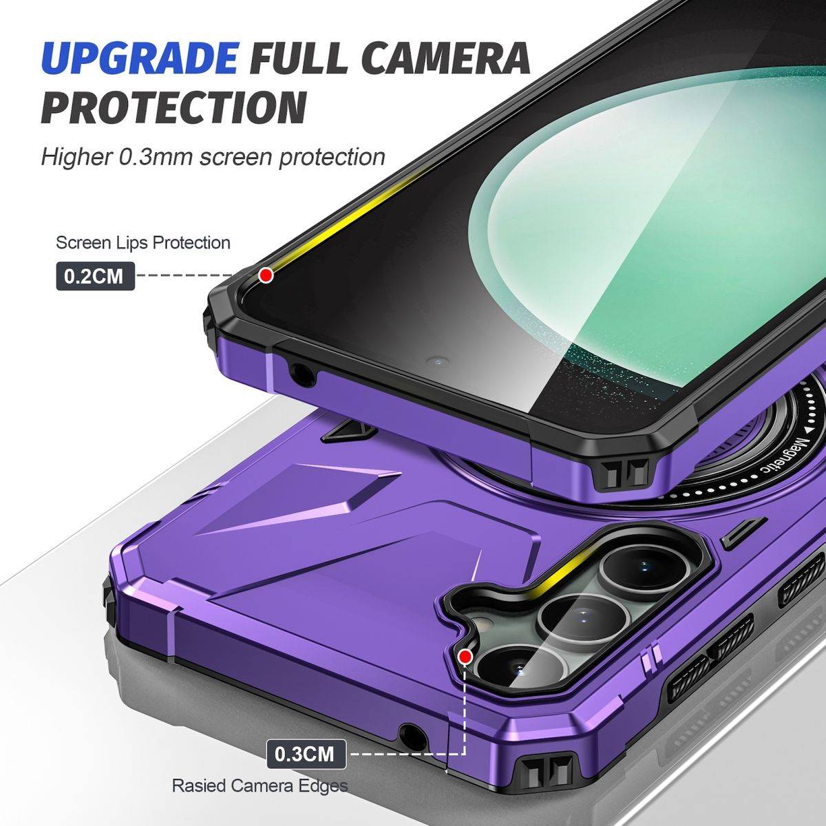 Für Samsung Galaxy A15 MagSafe Schock Magnet Ring Schutzhülle Lila
