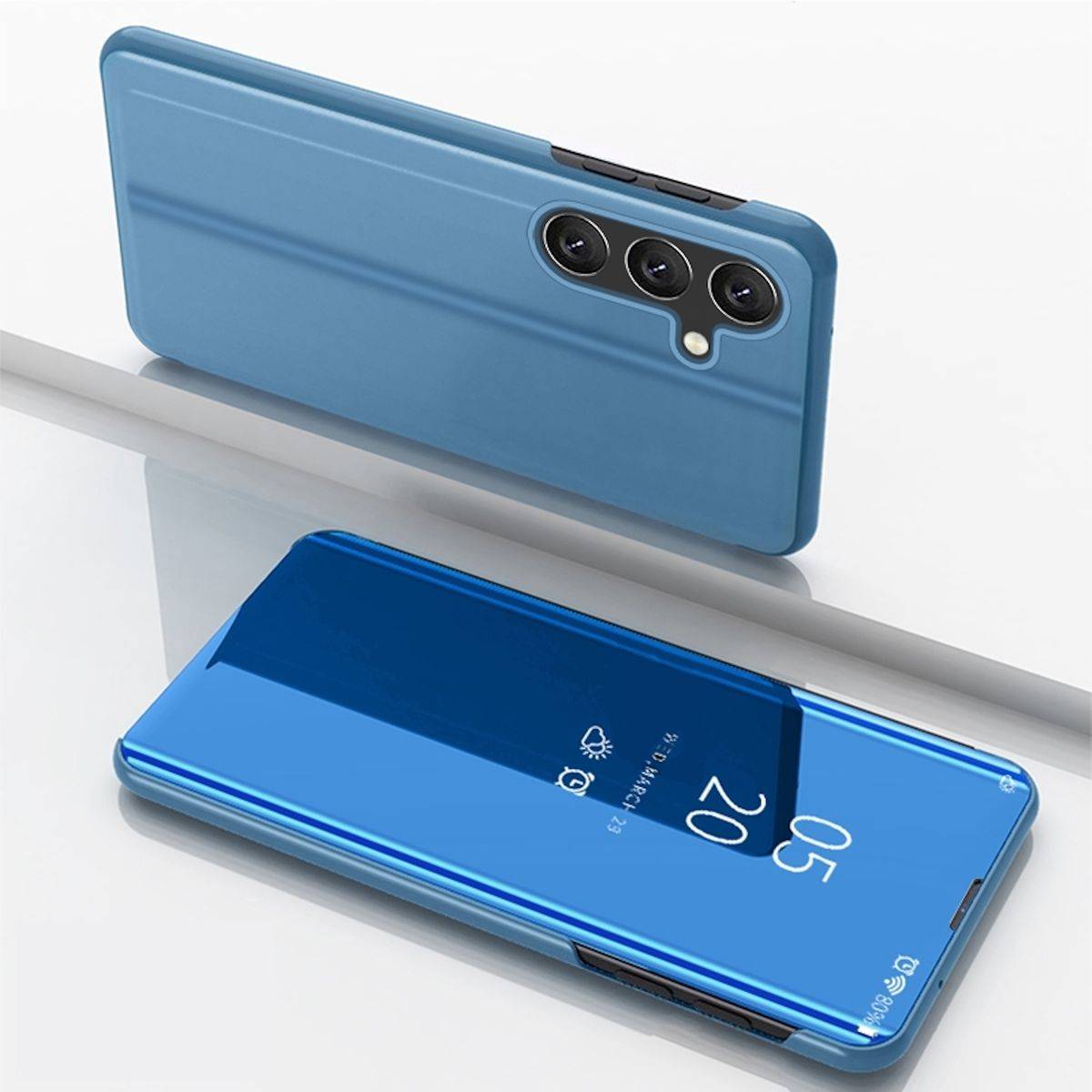 Für Samsung Galaxy A15 View Spiegel Handy Smart Cover Wake UP Dunkelblau