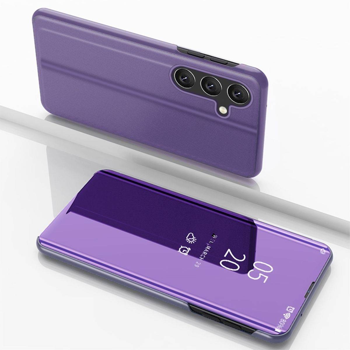 Für Samsung Galaxy A15 View Spiegel Handy Smart Cover Wake UP Lila