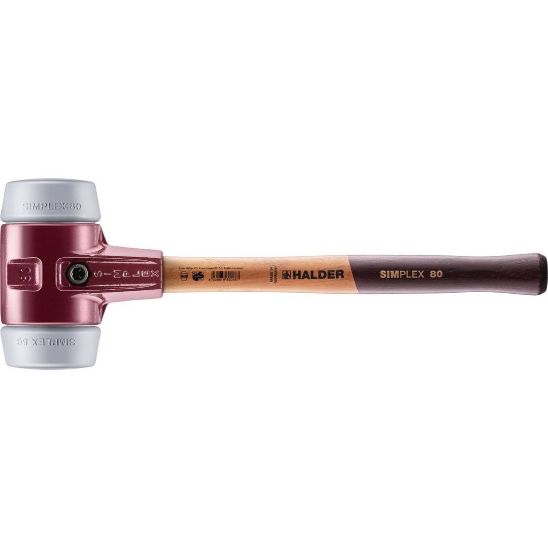 HALDER SIMPLEX Schonhammer Ø 80 mm TPE-mid grau mit Tempergussgehäuse