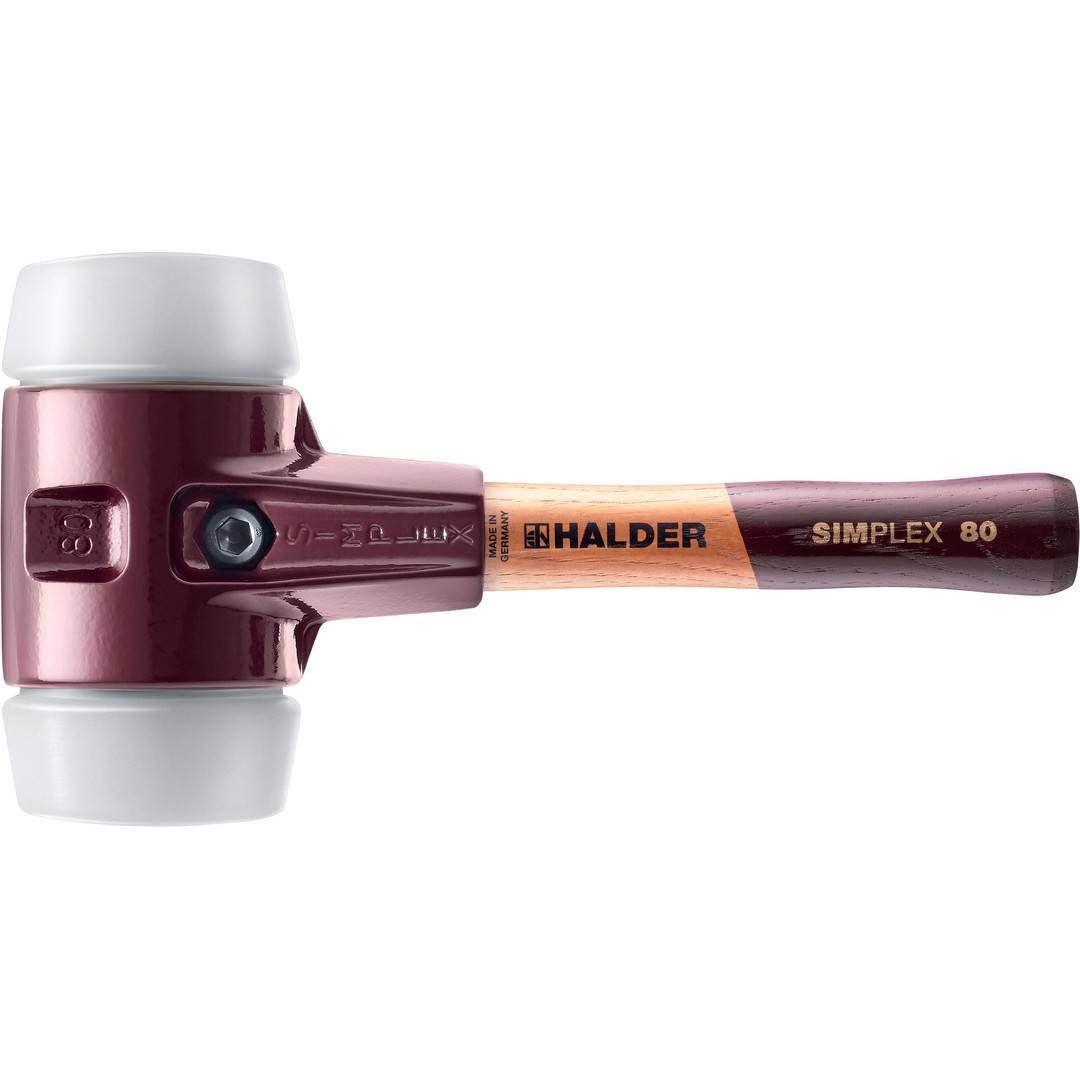 HALDER SIMPLEX Schonhammer Ø 80 mm Superplastik kurzer Stiel mit Tempergussgehäuse