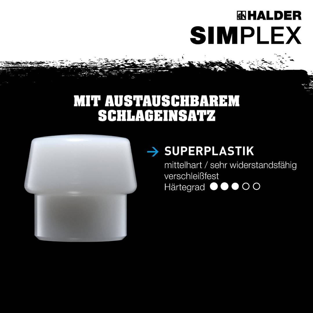 HALDER SIMPLEX Spaltaxt Ø 50 mm Superplastik mit Keilstegen und Lederschneidschutz Tempergussgehäuse