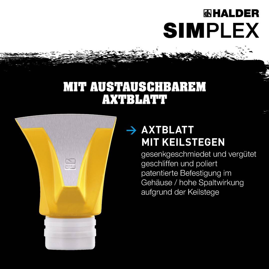 HALDER SIMPLEX Axtblatt mit Keilstegen für Spaltaxt inkl. Kunststoffhülse