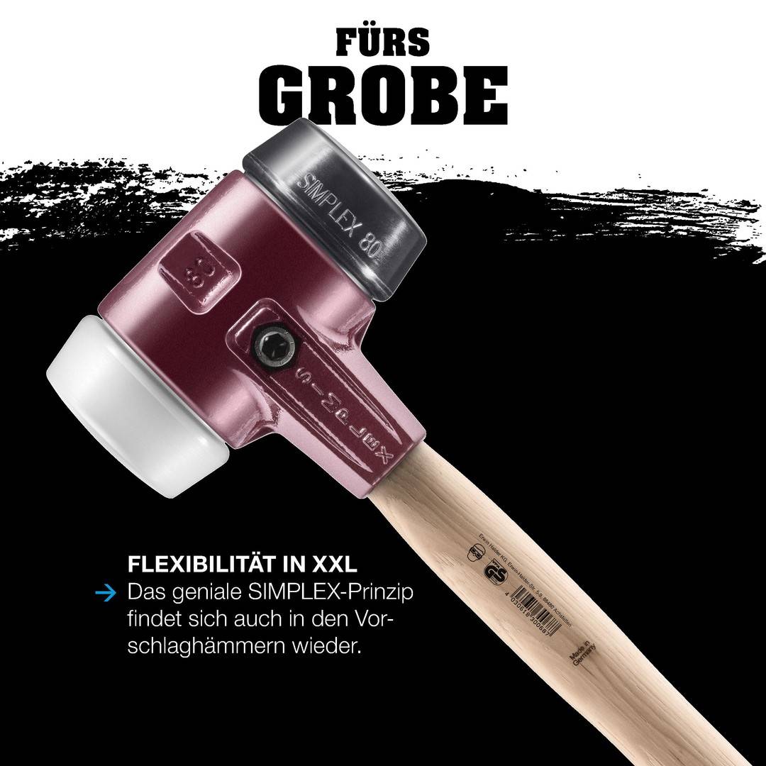 HALDER SIMPLEX Vorschlaghammer Ø 80 mm Gummi / Nylon mit Tempergussgehäuse