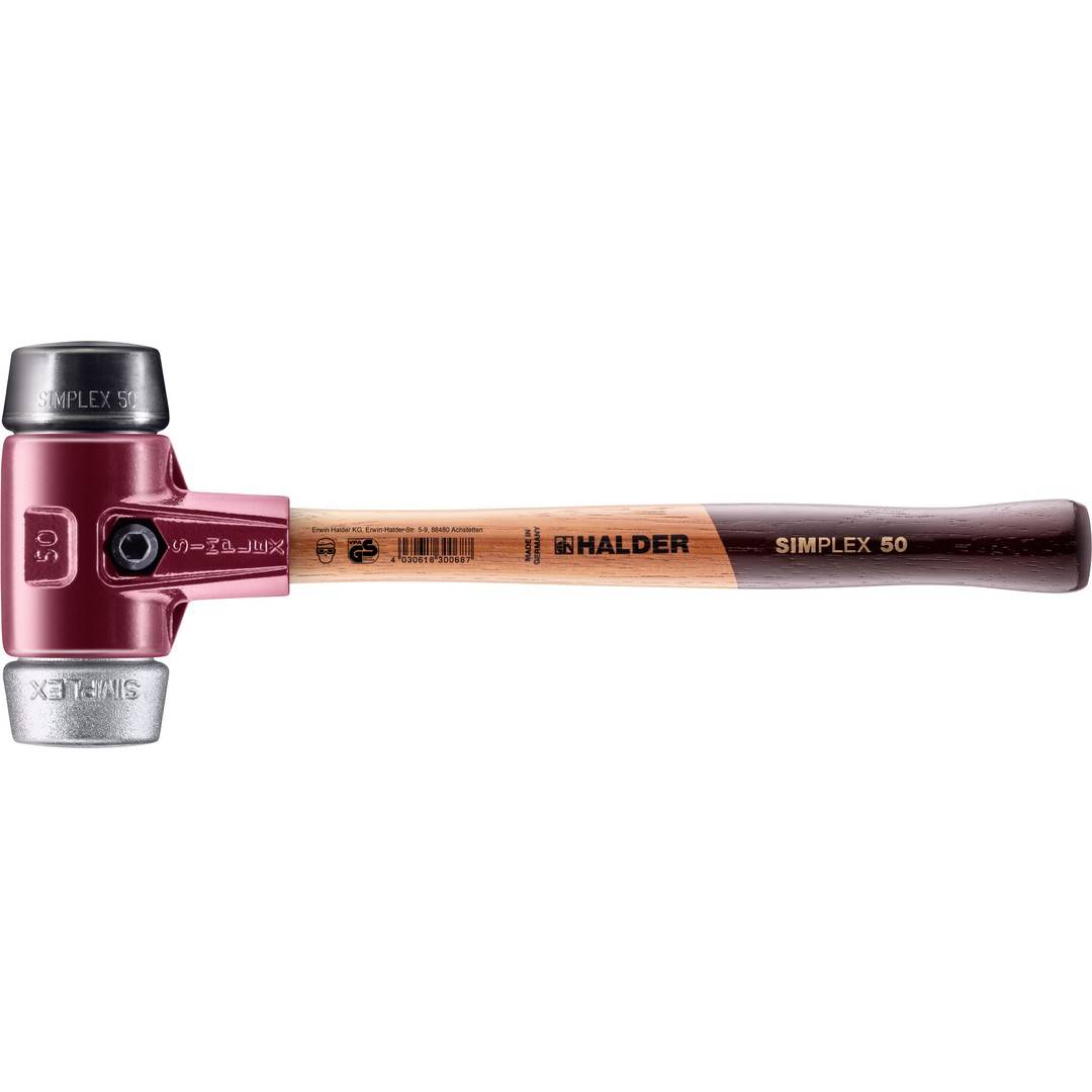 HALDER SIMPLEX Schonhammer Ø 50 mm Gummi / Weichmetall mit Tempergussgehäuse
