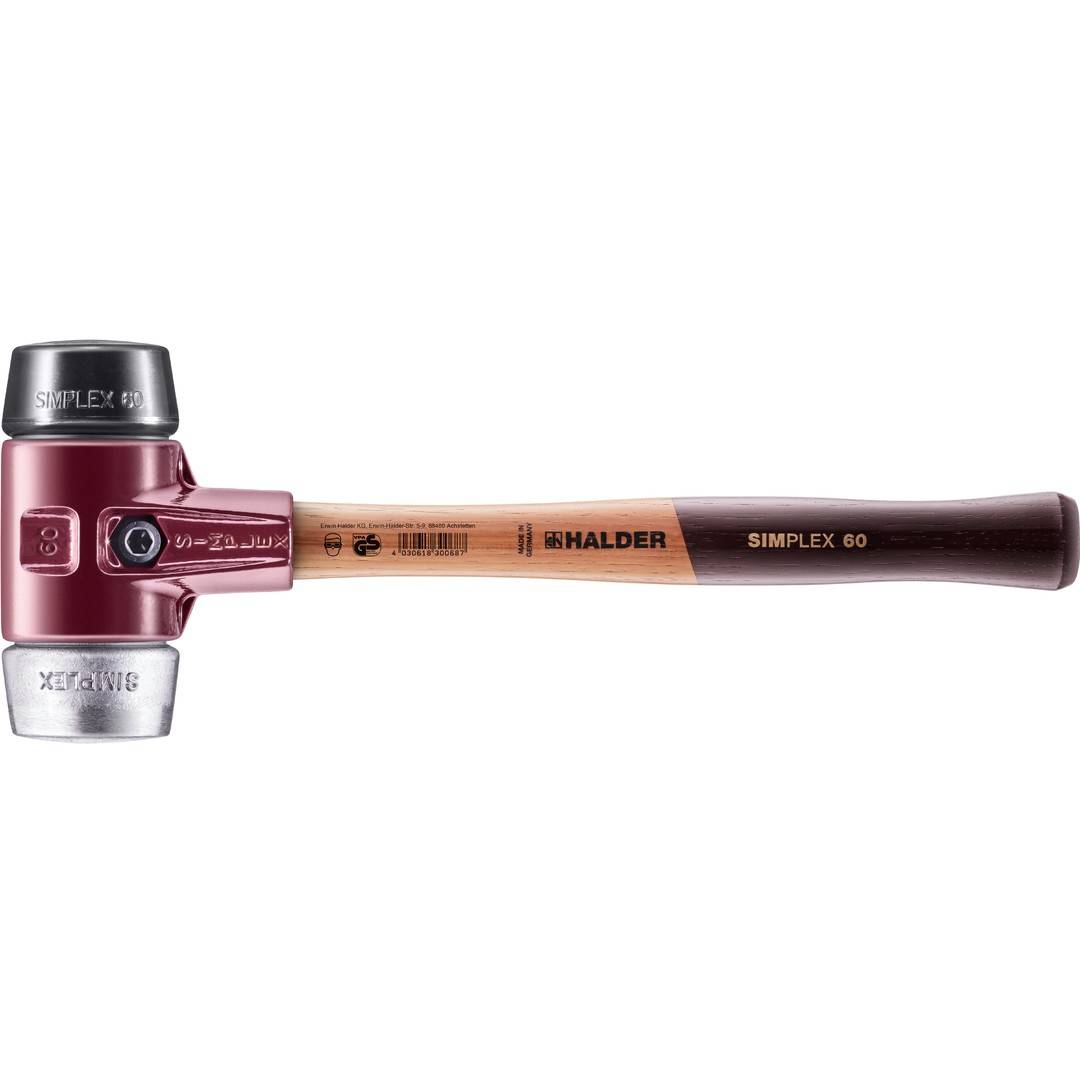 HALDER SIMPLEX Schonhammer Ø 60 mm Gummi / Weichmetall mit Tempergussgehäuse