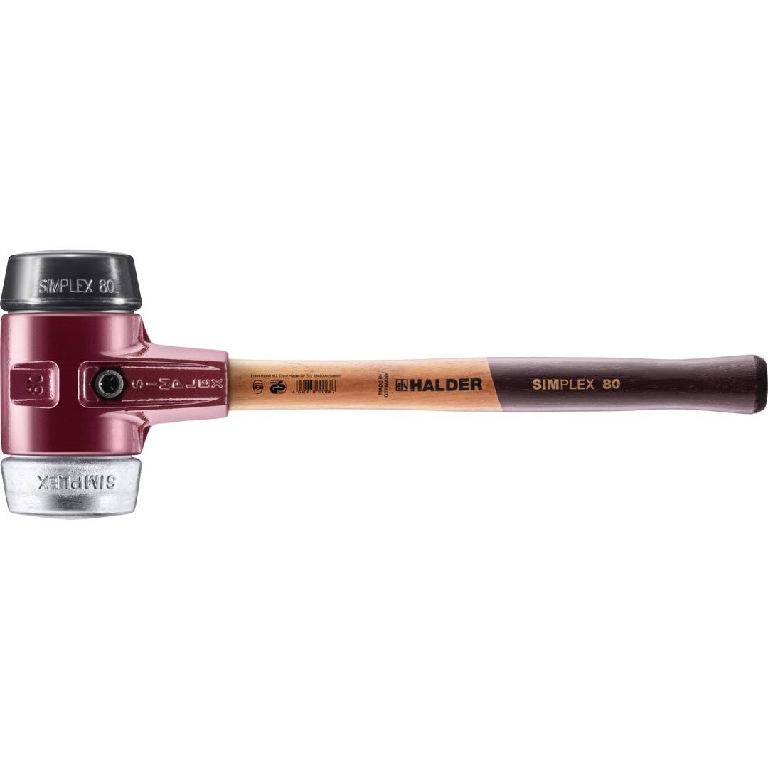 HALDER SIMPLEX Schonhammer Ø 80 mm Gummi / Weichmetall mit Tempergussgehäuse