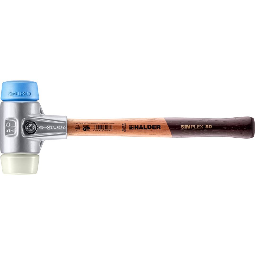 HALDER SIMPLEX Schonhammer Ø 50 mm TPE-soft blau / Nylon mit Aluminiumgehäuse