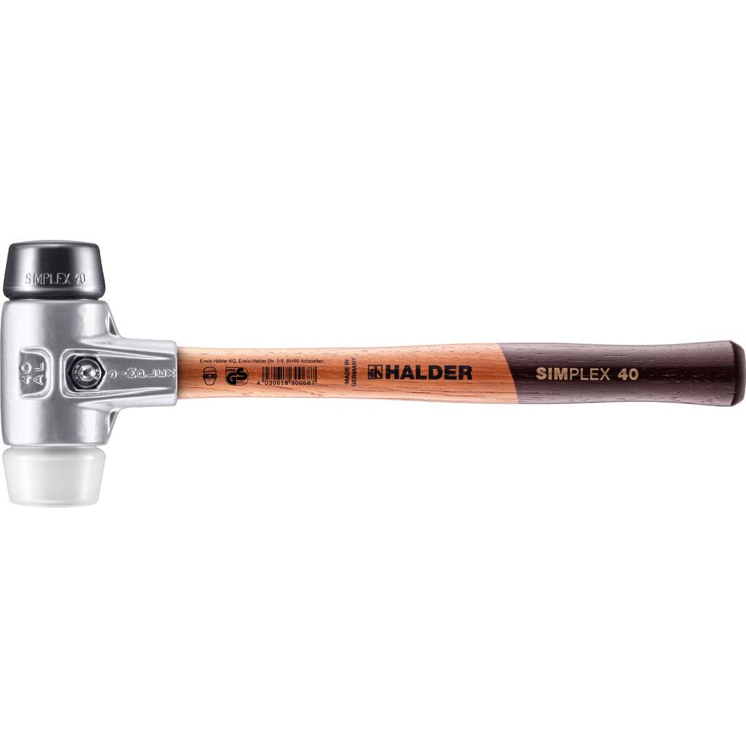 HALDER SIMPLEX Schonhammer Ø 40 mm Gummi / Superplastik mit Aluminiumgehäuse