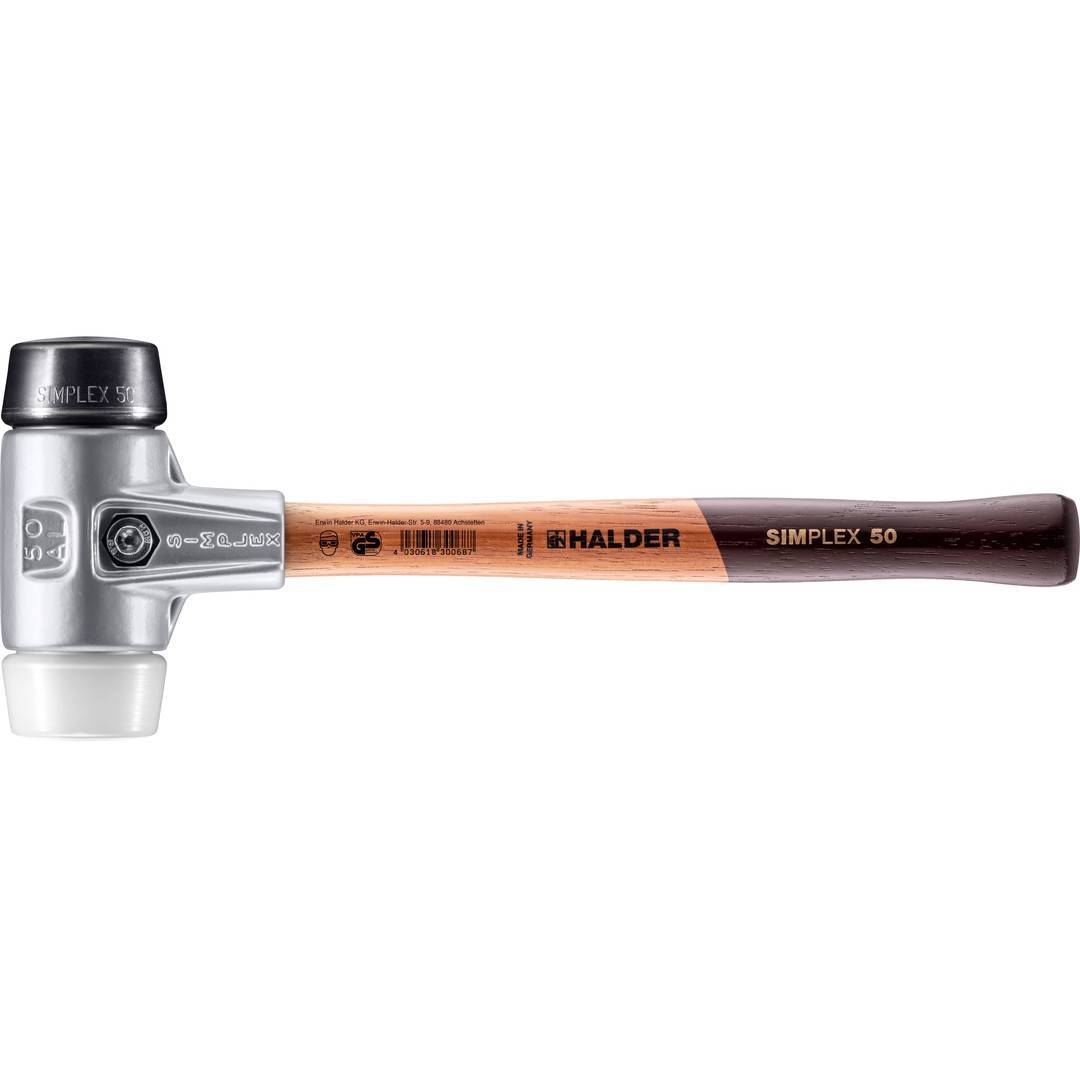 HALDER SIMPLEX Schonhammer Ø 50 mm Gummi / Superplastik mit Aluminiumgehäuse