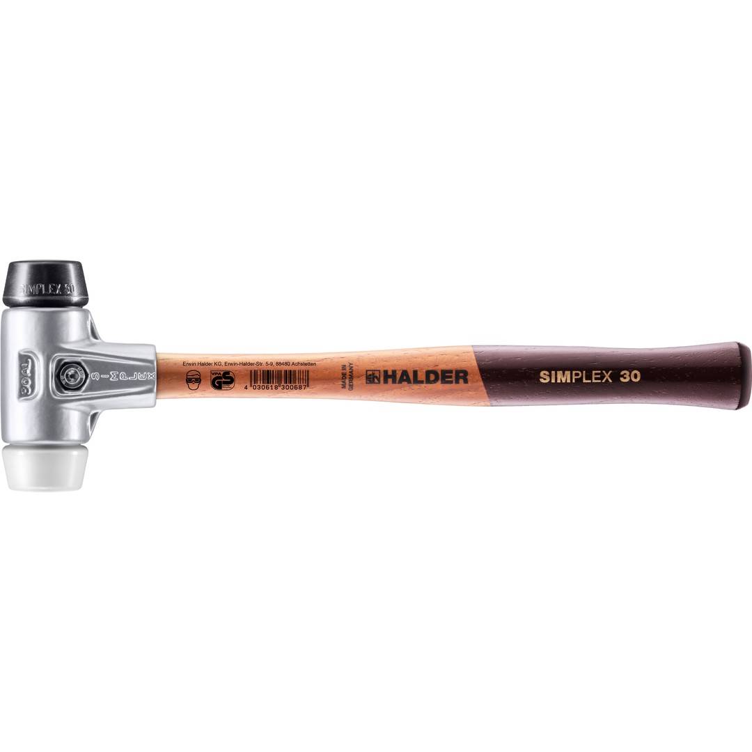 HALDER SIMPLEX Schonhammer Ø 30 mm Gummi / Superplastik mit Aluminiumgehäuse