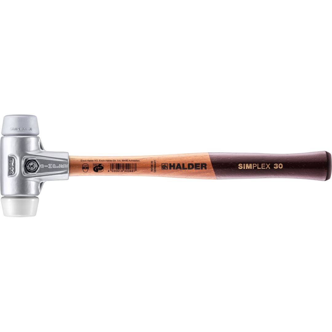 HALDER SIMPLEX Schonhammer Ø 30 mm TPE-mid grau / Superplastik mit Aluminiumgehäuse