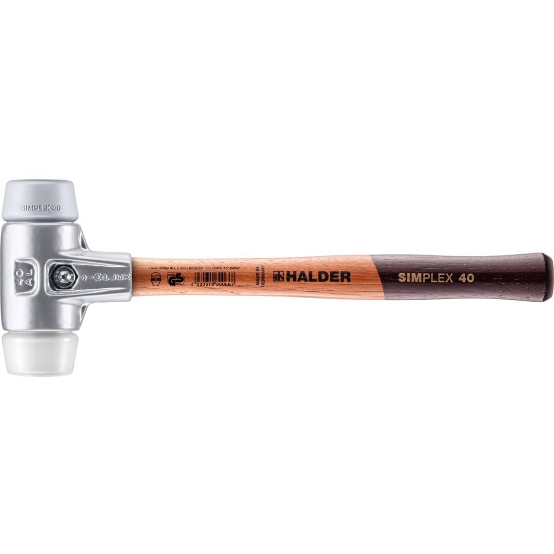 HALDER SIMPLEX Schonhammer Ø 40 mm TPE-mid grau / Superplastik mit Aluminiumgehäuse